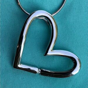 Silver Diamond Tilted heart necklace